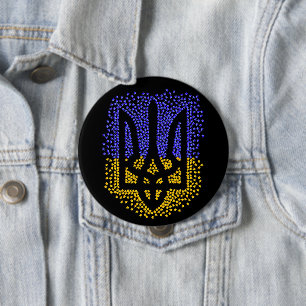 Ukrainian heraldry trident tryzub scattering stars 10 cm round badge