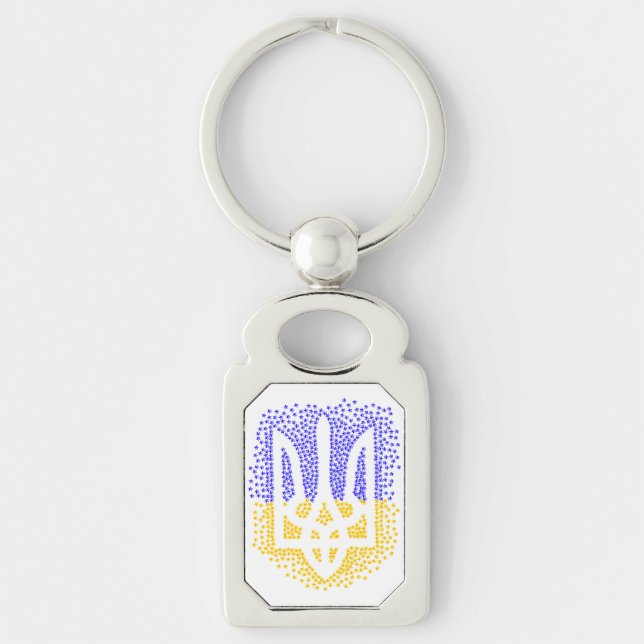 Ukrainian heraldry trident tryzub scattering stars key ring (Front)