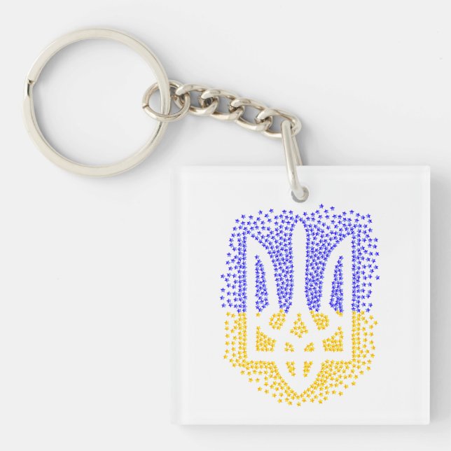 Ukrainian heraldry trident tryzub scattering stars key ring (Front)