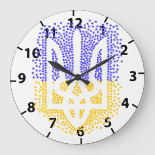 Ukrainian heraldry trident tryzub scattering stars large clock