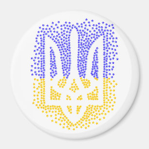 Ukrainian heraldry trident tryzub scattering stars magnet