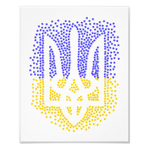 Ukrainian heraldry trident tryzub scattering stars photo print