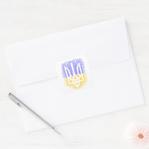 Ukrainian heraldry trident tryzub scattering stars square sticker