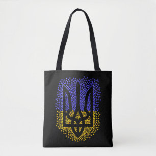 Ukrainian heraldry trident tryzub scattering stars tote bag