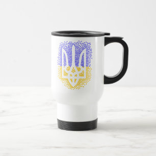 Ukrainian heraldry trident tryzub scattering stars travel mug
