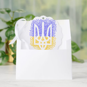 Ukrainian heraldry trident tryzub scattering stars tree decoration card