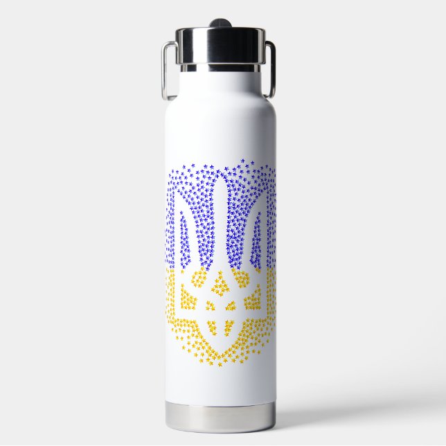 Ukrainian heraldry trident tryzub scattering stars water bottle (Front)