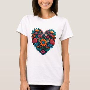 Ukrainian-Inspired Heart of Flowers T-Shirt