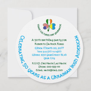 Ukrainian Irish American Flag Shamrock Personal Invitation