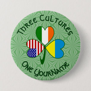 Ukrainian Irish American Flags Shamrock Personal 7.5 Cm Round Badge