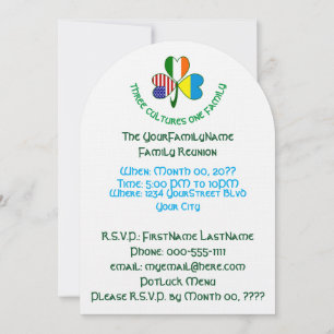 Ukrainian Irish American Shamrock Family Reunion Invitation