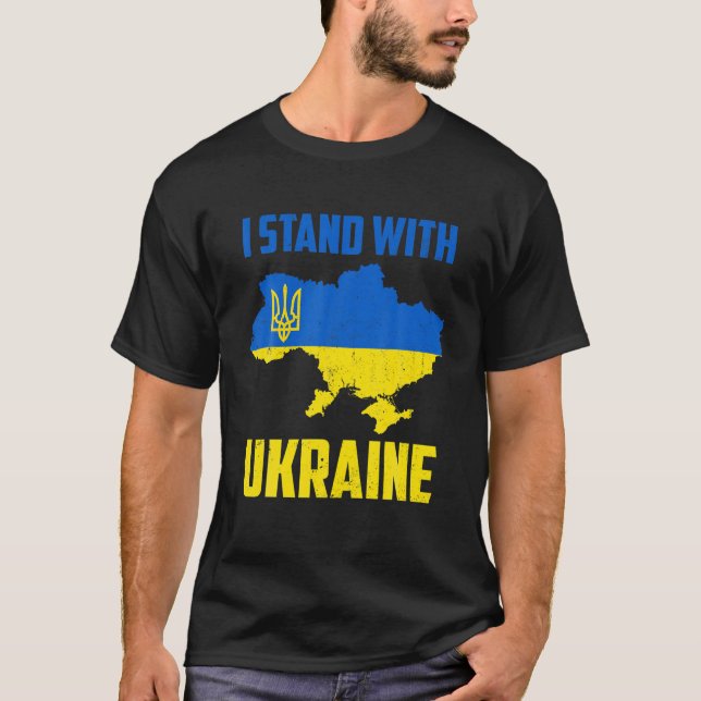 Ukrainian Love I Stand With Ukraine Distressed Ukr T-Shirt (Front)