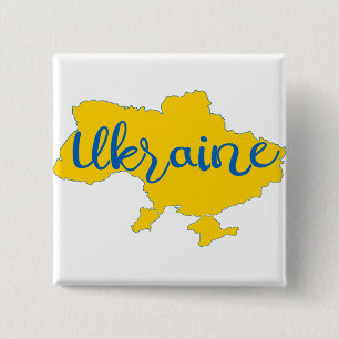 Ukrainian map and lettering 15 cm square badge