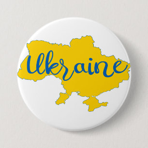 Ukrainian map and lettering 7.5 cm round badge