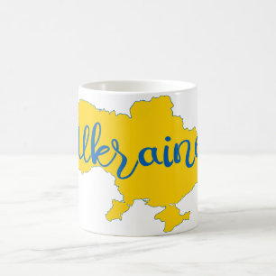 Ukrainian map and lettering coffee mug