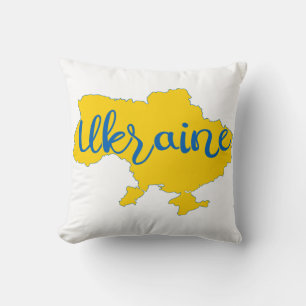 Ukrainian map and lettering cushion