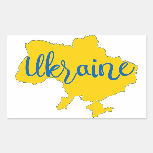 Ukrainian map and lettering  rectangular sticker (Front)