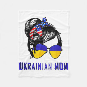 Ukrainian Mom Ukraine Messy Bun Women Mom Fleece Blanket