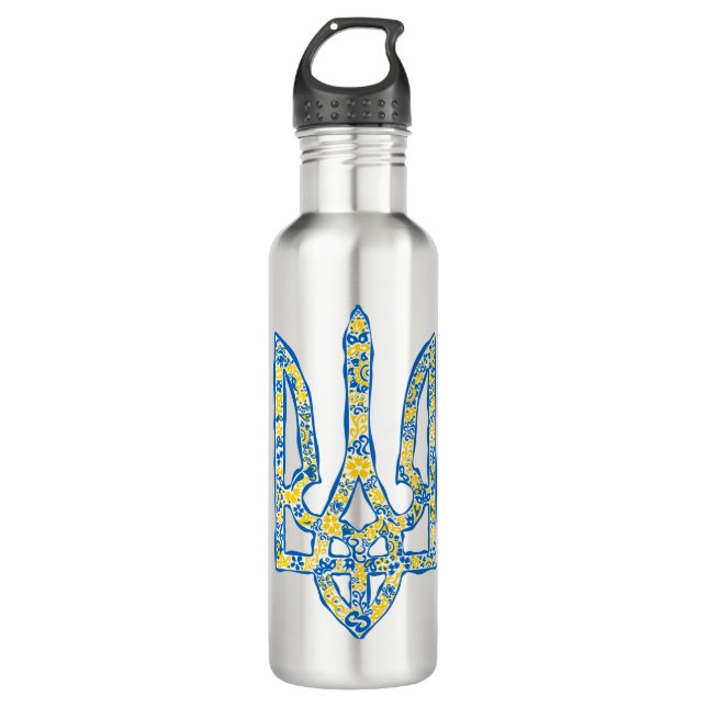 Ukrainian national emblem trident tryzub ethnical 710 ml water bottle (Front)