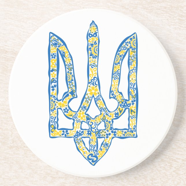 Ukrainian national emblem trident tryzub ethnical coaster (Front)