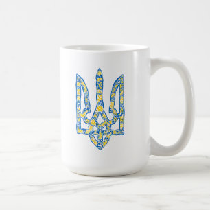 Ukrainian national emblem trident tryzub ethnical coffee mug