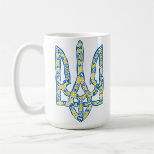 Ukrainian national emblem trident tryzub ethnical coffee mug