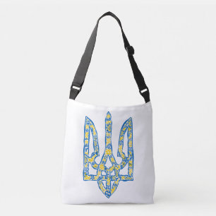 Ukrainian national emblem trident tryzub ethnical crossbody bag
