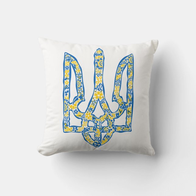 Ukrainian national emblem trident tryzub ethnical cushion (Front)