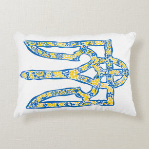 Ukrainian national emblem trident tryzub ethnical decorative cushion