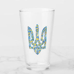 Ukrainian national emblem trident tryzub ethnical glass