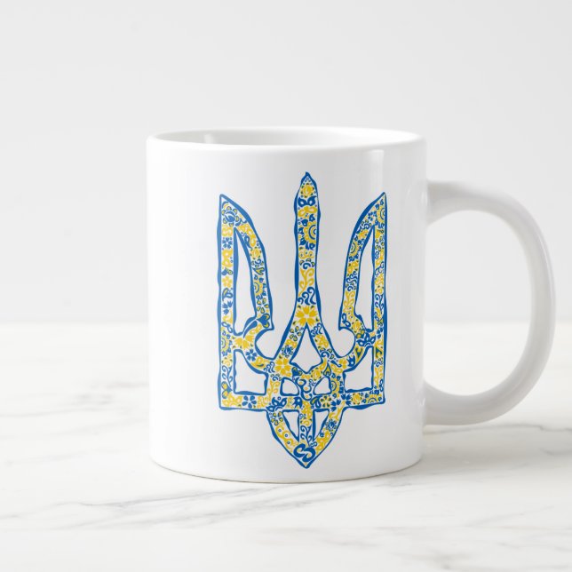 Ukrainian national emblem trident tryzub ethnical  large coffee mug (Right)