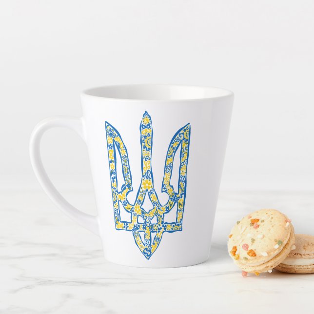 Ukrainian national emblem trident tryzub ethnical latte mug (In Situ)