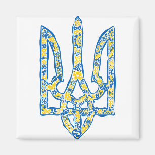Ukrainian national emblem trident tryzub ethnical magnet