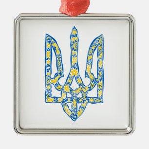 Ukrainian national emblem trident tryzub ethnical metal tree decoration