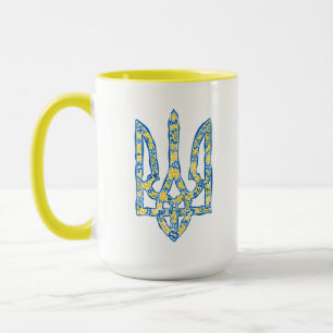 Ukrainian national emblem trident tryzub ethnical  mug