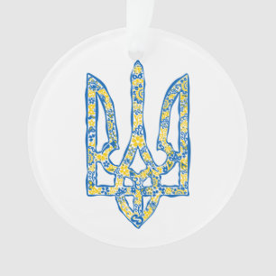 Ukrainian national emblem trident tryzub ethnical ornament