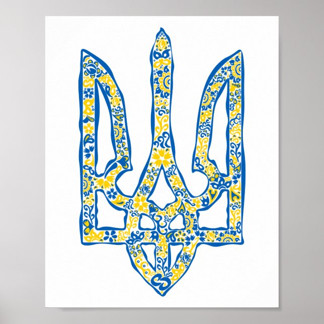 Ukrainian national emblem trident tryzub ethnical poster (Front)
