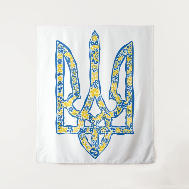Ukrainian national emblem trident tryzub ethnical tapestry (Front)
