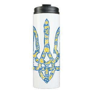 Ukrainian national emblem trident tryzub ethnical thermal tumbler