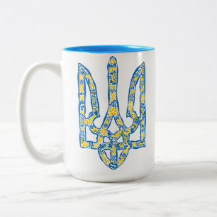 Ukrainian national emblem trident tryzub ethnical Two-Tone coffee mug