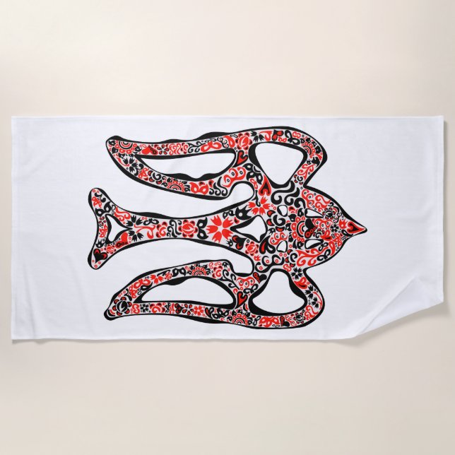 Ukrainian national emblem trident tryzub stylised beach towel (Front)