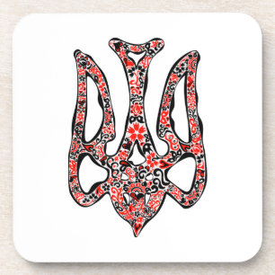 Ukrainian national emblem trident tryzub stylised coaster