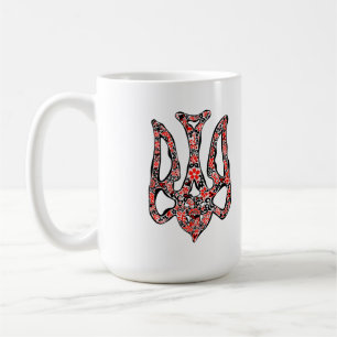 Ukrainian national emblem trident tryzub stylised coffee mug