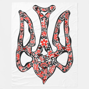 Ukrainian national emblem trident tryzub stylised fleece blanket