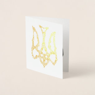 Ukrainian national emblem trident tryzub stylised foil card