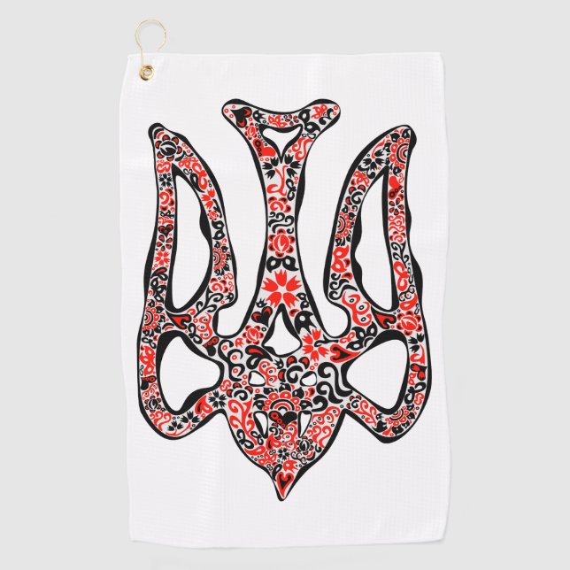 Ukrainian national emblem trident tryzub stylised golf towel (Front)