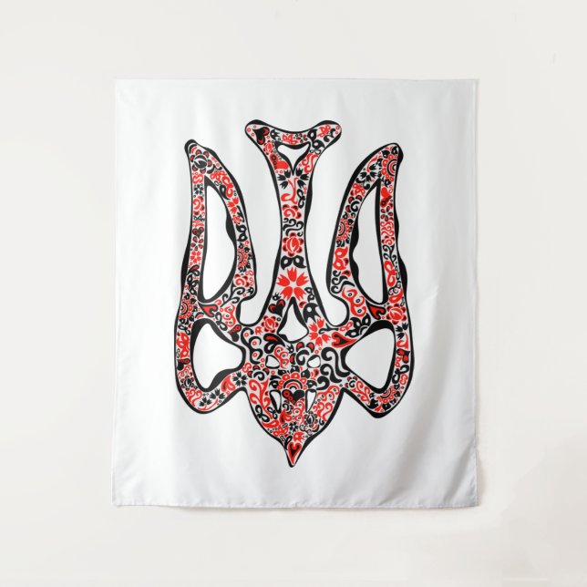 Ukrainian national emblem trident tryzub stylised  tapestry (Front)