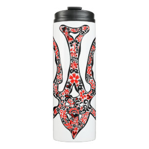 Ukrainian national emblem trident tryzub stylised thermal tumbler