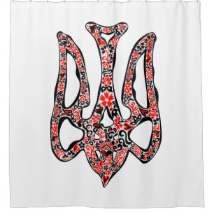 Ukrainian national emblem trident tryzub stylized shower curtain