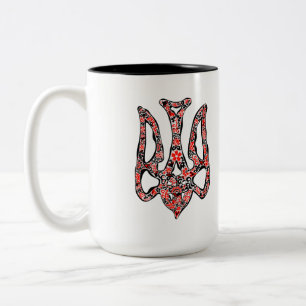 Ukrainian national emblem trident tryzub stylized Two-Tone coffee mug